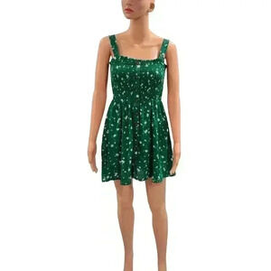 Floral Smocked Sundress with Button Details